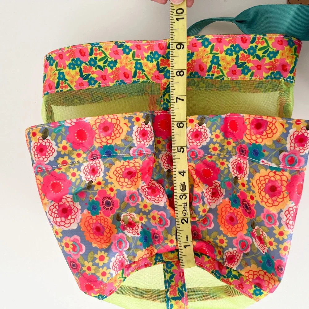 NEW Natural Life Floral Mesh Shower Caddy Dorm College Pockets Pink Green